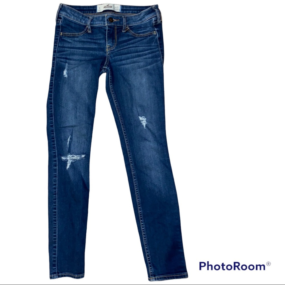 Hollister Size 1 Short 1S Super Skinny Medium Blue Distressed Jeans